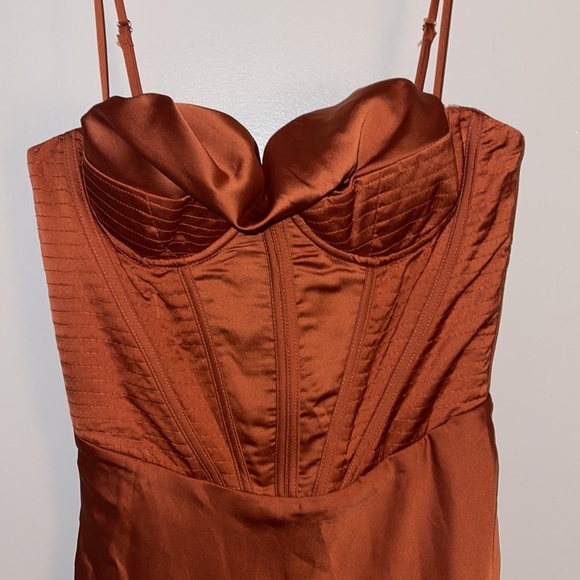 Fashion Nova Time to Meet sup MIDI Corset Dress Rust Orange Medium - Picture 3 of 6